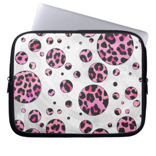 Leopard Polka Dot Black und Hot Pink Print Laptopschutzhülle