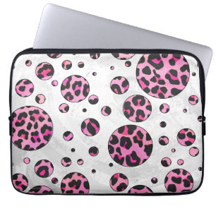Leopard Polka Dot Black und Hot Pink Print Laptopschutzhülle