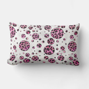Leopard Polka Dot Black und Hot Pink Print Lendenkissen
