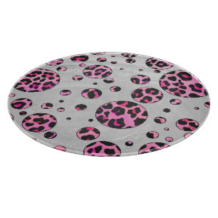 Leopard Polka Dot Black und Hot Pink Print Schneidebrett