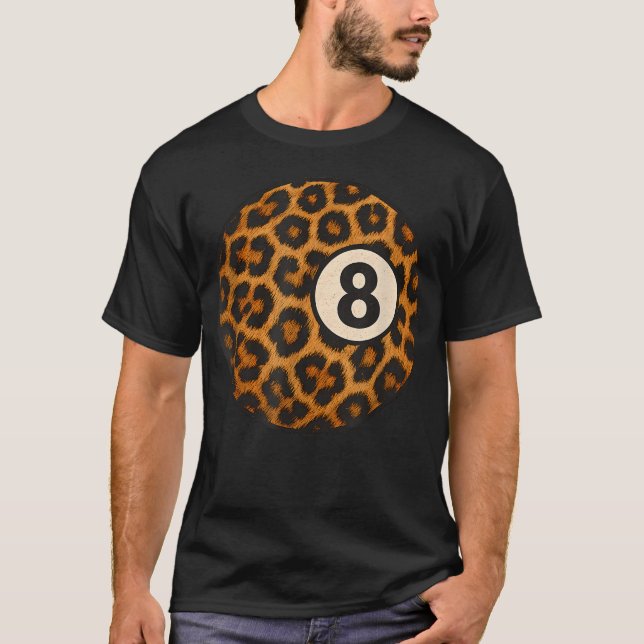 Leopard Pool Eight Ball Rustikal Western T-Shirt (Vorderseite)