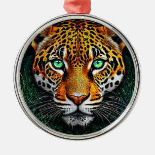 🐆 Leopard-Porträt Safari-Weihnachts-Tier-Geschenk Ornament Aus Metall
