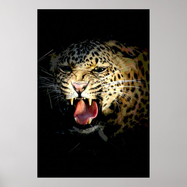 Leopard Poster Print - Motivierend Bild der Wildni (Vorne)