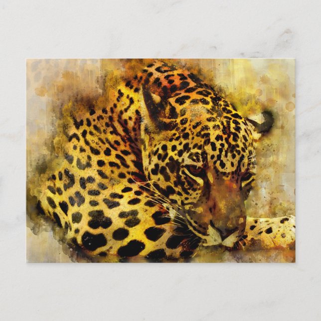Leopard Postkarte (Vorderseite)
