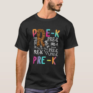 Leopard Pre-K Typografy Preschool Lehrer zurück zu T-Shirt