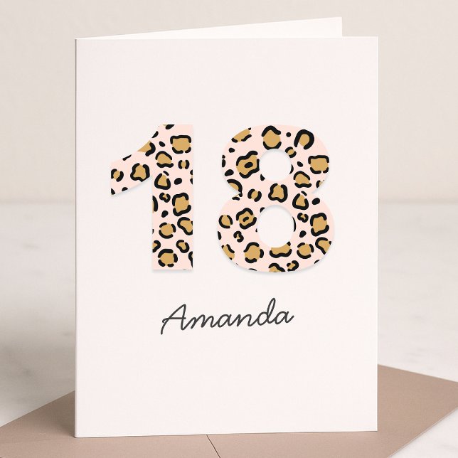 Leopard Print 18 | Moderner Niedlicher Name 18. Ge Karte (Von Creator hochgeladen)