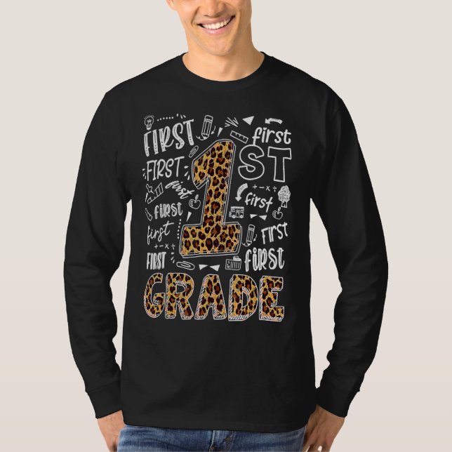 Leopard Print 1st Grade Teacher Kids  Back To Scho T-Shirt (Vorderseite)