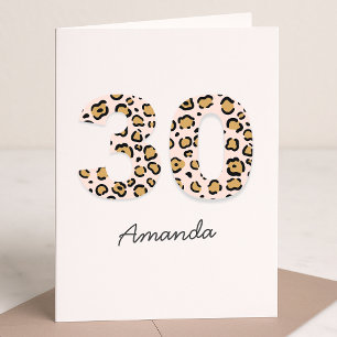 Leopard Print 30   Modern Cute Name 30th Birthday Karte