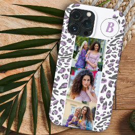 Leopard Print 3 Square Fotos Lilac Mit Monogramm Case-Mate iPhone Hülle