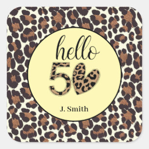 Leopard Print 50. Geburtstag Quadratischer Aufkleber