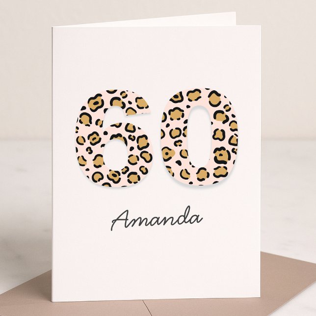 Leopard Print 60 | Moderner Niedlicher Name 60. Ge Karte (Von Creator hochgeladen)