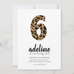 Leopard Print 6. Geburtstagsparty Einladung