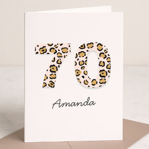 Leopard Print 70 Moderner süßer Name 70. Geburts Karte