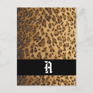 Leopard Print A monogram initials Postcard Postkarte