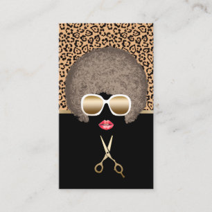 Leopard Print Afro Moderner Friseur & Beauty Salon Visitenkarte