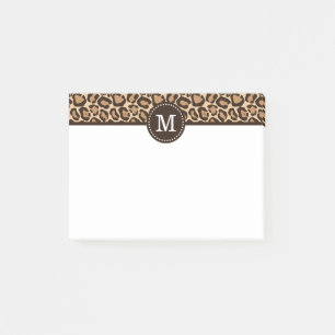 Leopard Print and Brown Custom Monogram Post-it Klebezettel