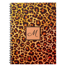 Leopard Print Animal Cheetah Orange Monogram Notizblock