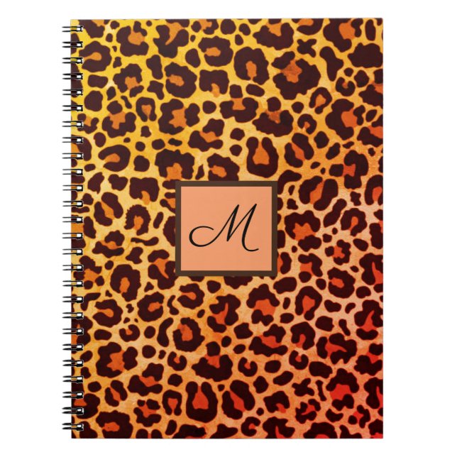 Leopard Print Animal Cheetah Orange Monogram Notizblock (Vorderseite)
