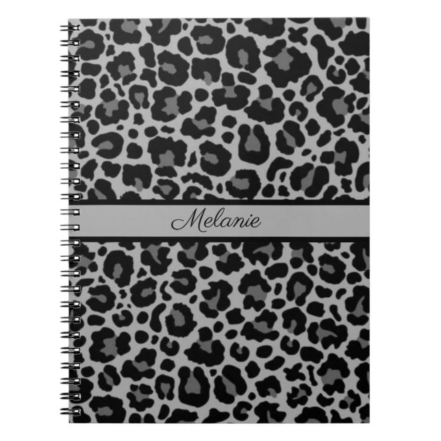 Leopard Print Animal Cheetah Silver Gray Trendy No Notizblock (Vorderseite)