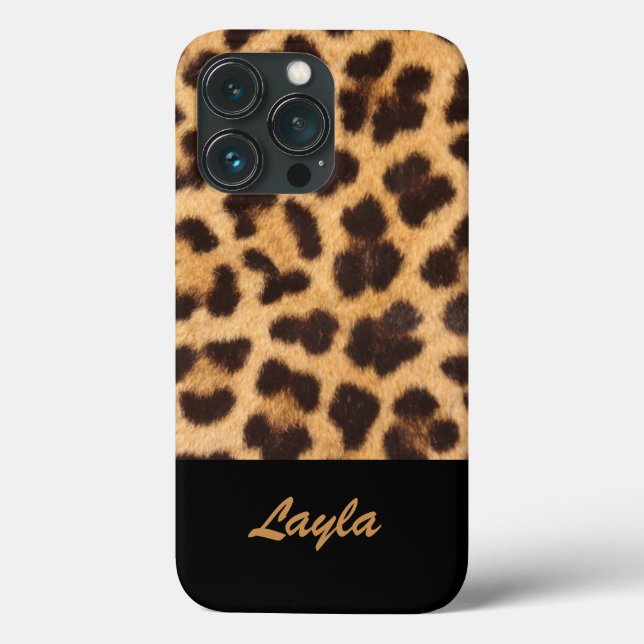 Leopard Print Animal Futter Personalisierter Name Case-Mate iPhone Hülle (Rückseite)