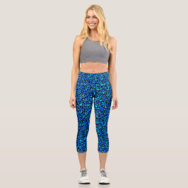 Leopard Print Animal Hautmuster Blau Schwarz Capri Leggings