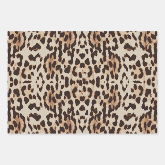 Leopard Print Animal Muster Geschenkpapier Set (Vorderseite)