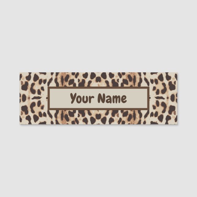 Leopard Print Animal Muster Namensschild (Vorderseite)