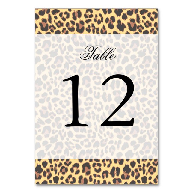 Leopard Print Animal Skin Muster Tischnummer (Vorderseite)