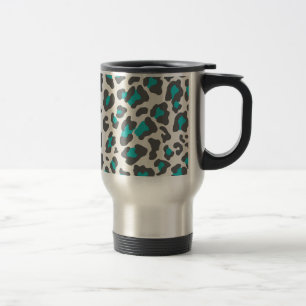Leopard Print Aqua, grau, weiß Reisebecher