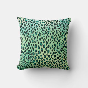 Leopard Print Aquamarin Blue Green Animal Print Kissen