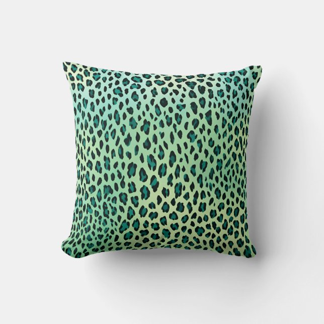 Leopard Print Aquamarin Blue Green Animal Print Kissen (Vorderseite)