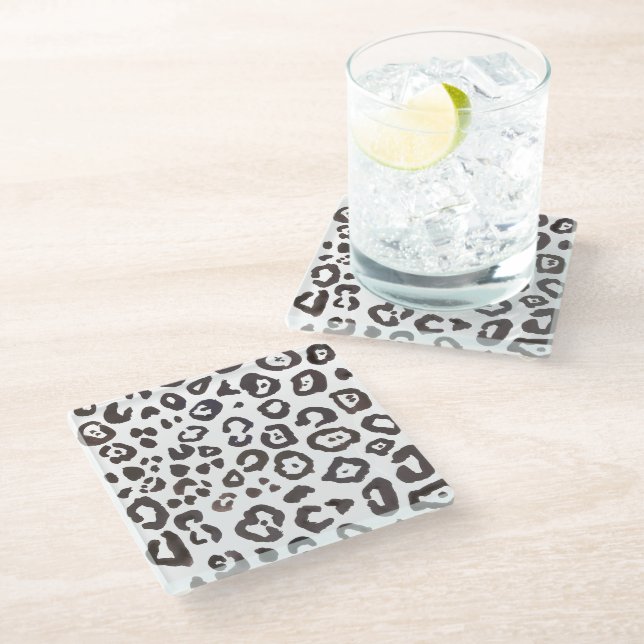 Leopard Print Art Muster Deco Glass Untersetzer (Schrägansicht)