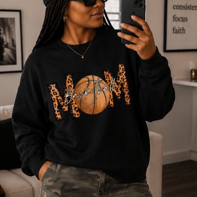 Leopard Print Basketball Mama, Athlete # und Name  Sweatshirt (Von Creator hochgeladen)