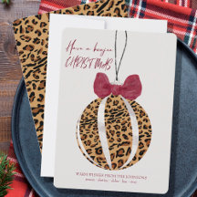 Leopard Print Bauble Burgundy Bow Boujee Weihnacht