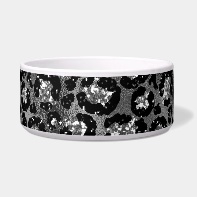 Leopard Print Black and Silver Gray Napf (Vorderseite)