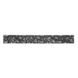 Leopard Print Black and Silver Gray Satinband