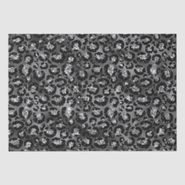 Leopard Print Black and Silver Gray Seidenpapier