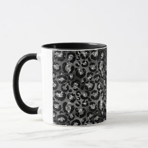 Leopard Print Black and Silver Gray Tasse