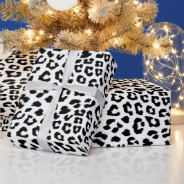 Leopard Print Black and White Geschenkpapier