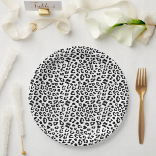 Leopard Print Black and White Pappteller