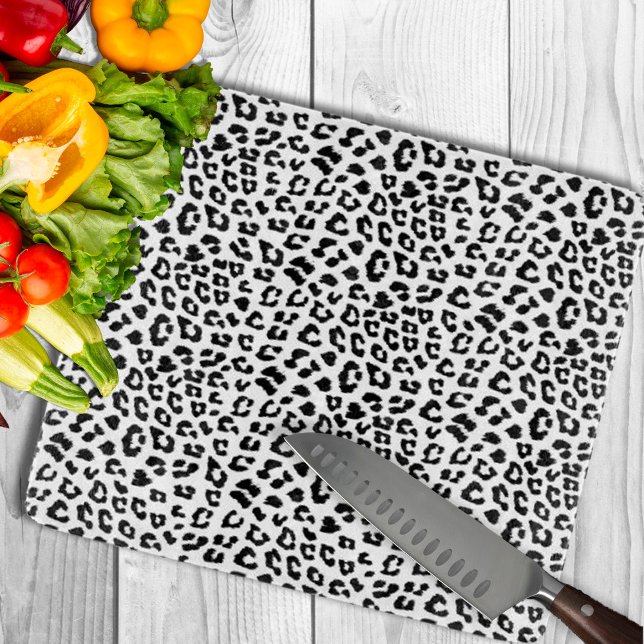 Leopard Print Black and White Schneidebrett (Leopard Print Black and White Cutting Board by Looly Elzayat
)