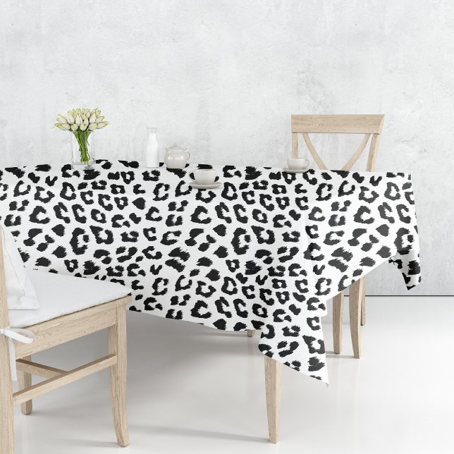 Leopard Print Black and White Tischdecke (Leopard Print Black and White Tablecloth by Looly Elzayat
)