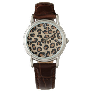 Leopard Print, Black, Brown, Rust und Tan Armbanduhr