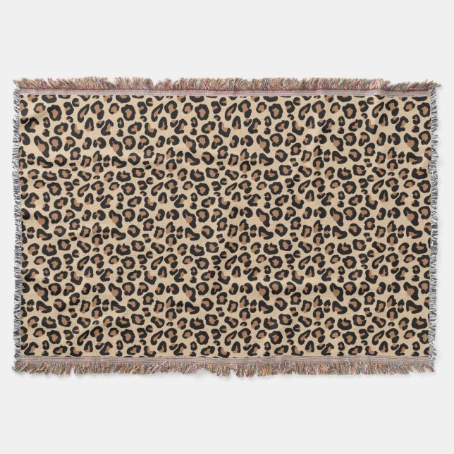 Leopard Print, Black, Brown, Rust und Tan Decke (Vorderseite)
