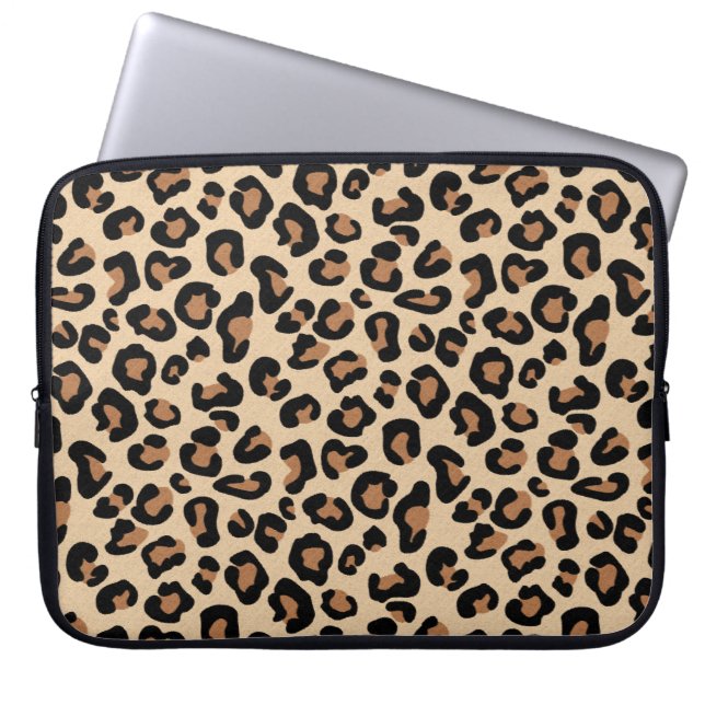 Leopard Print, Black, Brown, Rust und Tan Laptopschutzhülle (Vorderseite)