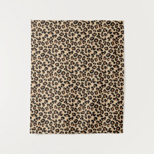 Leopard Print, Black, Brown, Rust und Tan Wandteppich