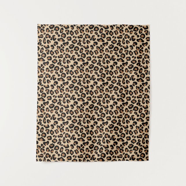 Leopard Print, Black, Brown, Rust und Tan Wandteppich (Vorderseite)