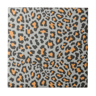 Leopard Print Black, Grau, Orange Fliese