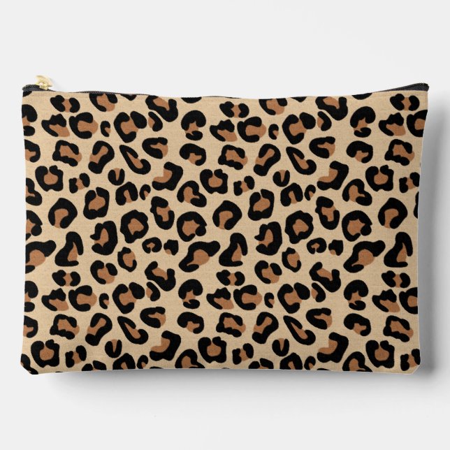 Leopard Print, Black, Rust und Tan Zubehörtasche (Vorderseite)
