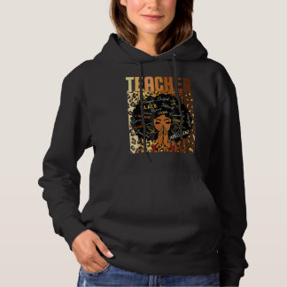 Leopard Print Black Smart Teacher Afro Liebe Melan Hoodie
